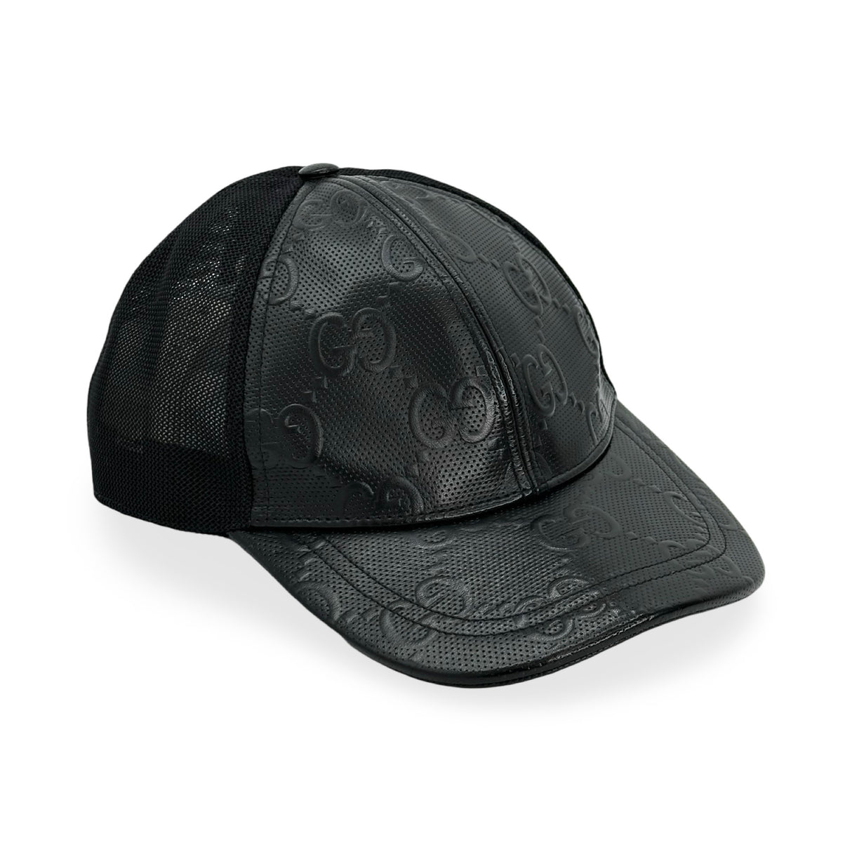 GUCCI: GG Embossed Leather Baseball Cap