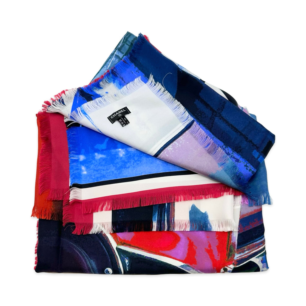 CHANEL: Silk Twill Paris-Cuba Cruise Large Scarf Shawl