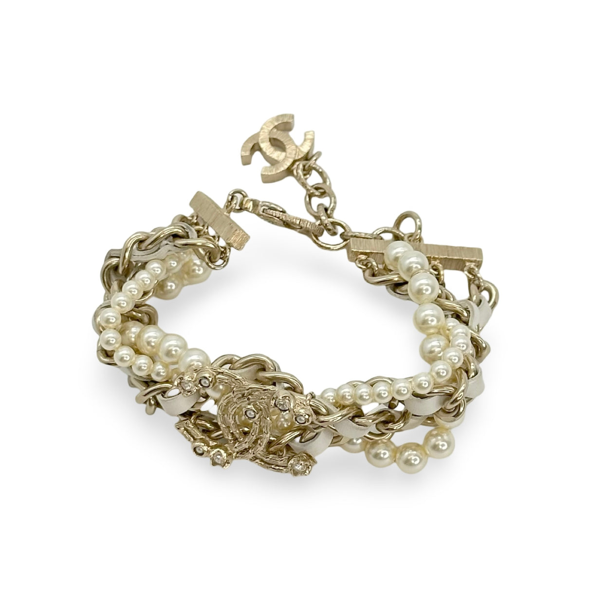 CHANEL: CC Woven Chain Layered Garland Bracelet