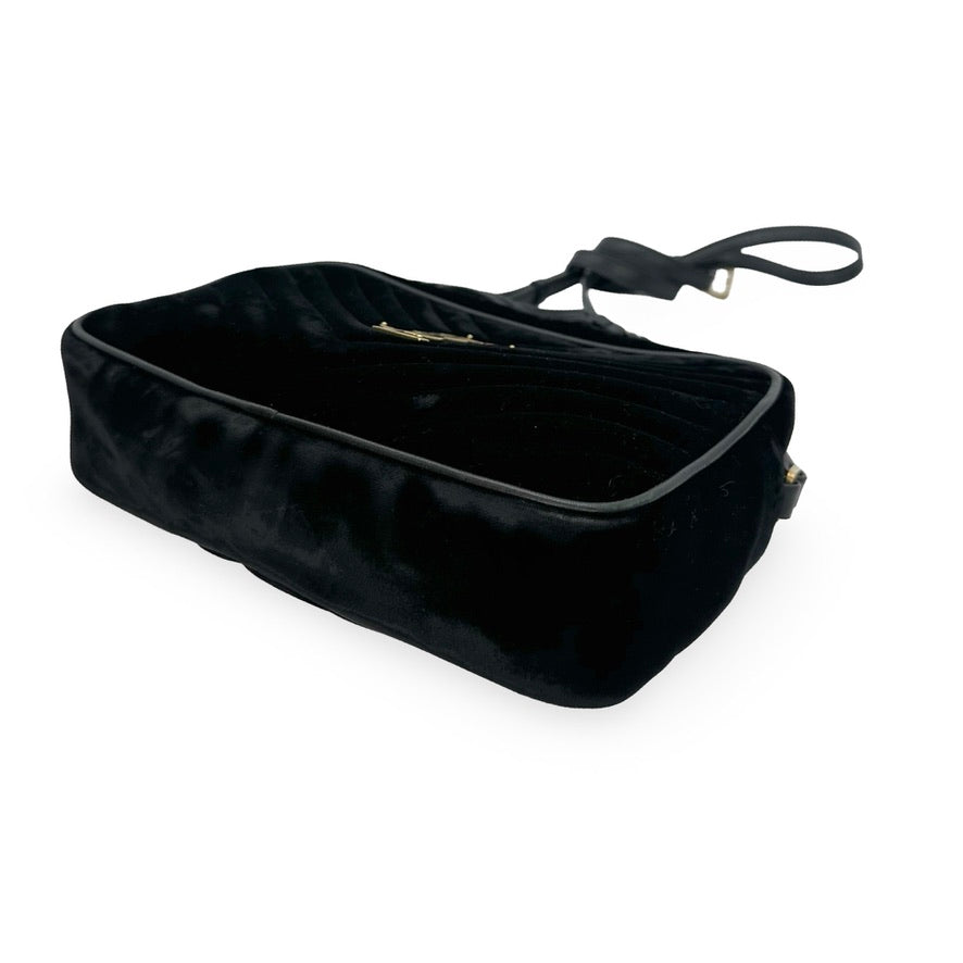 SAINT LAURENT: Quilted Velet Lou Camera Bag