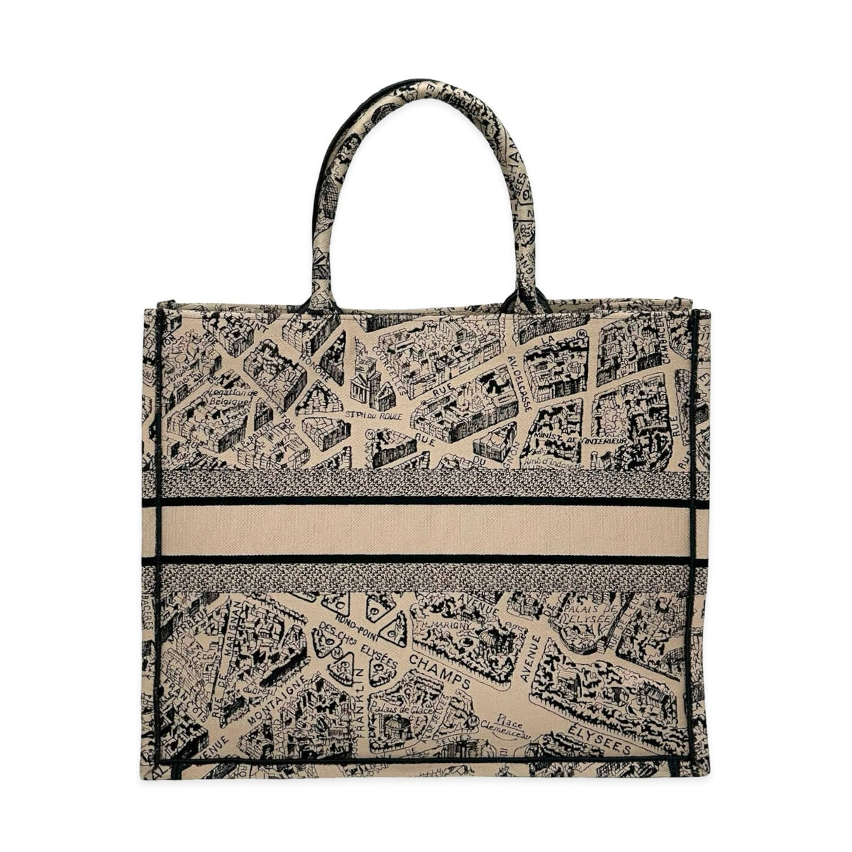 CHRISTIAN DIOR: Embroidered Plan de Paris Large Book Tote