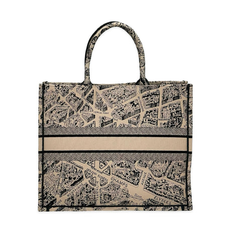 CHRISTIAN DIOR: Embroidered Plan de Paris Large Book Tote