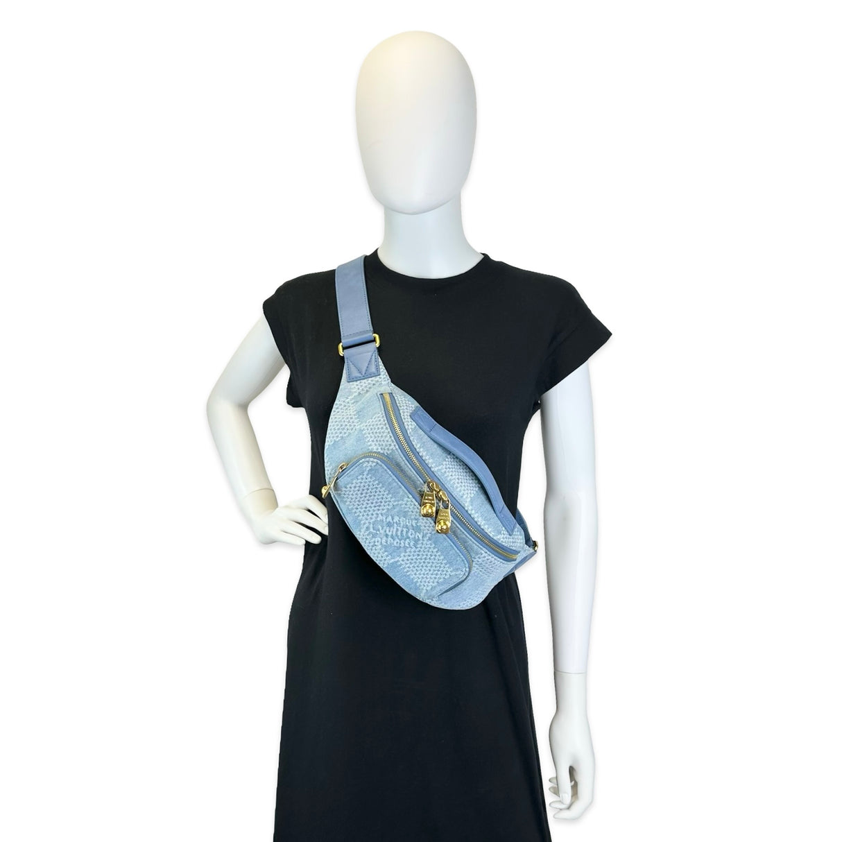 LOUIS VUITTON: Damier Denim Rush Bumbag