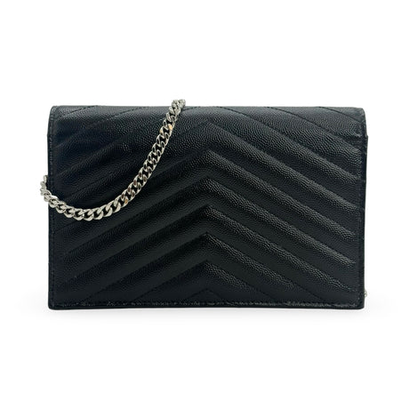 SAINT LAURENT: Grain de Poudre Small Envelope Chain Wallet