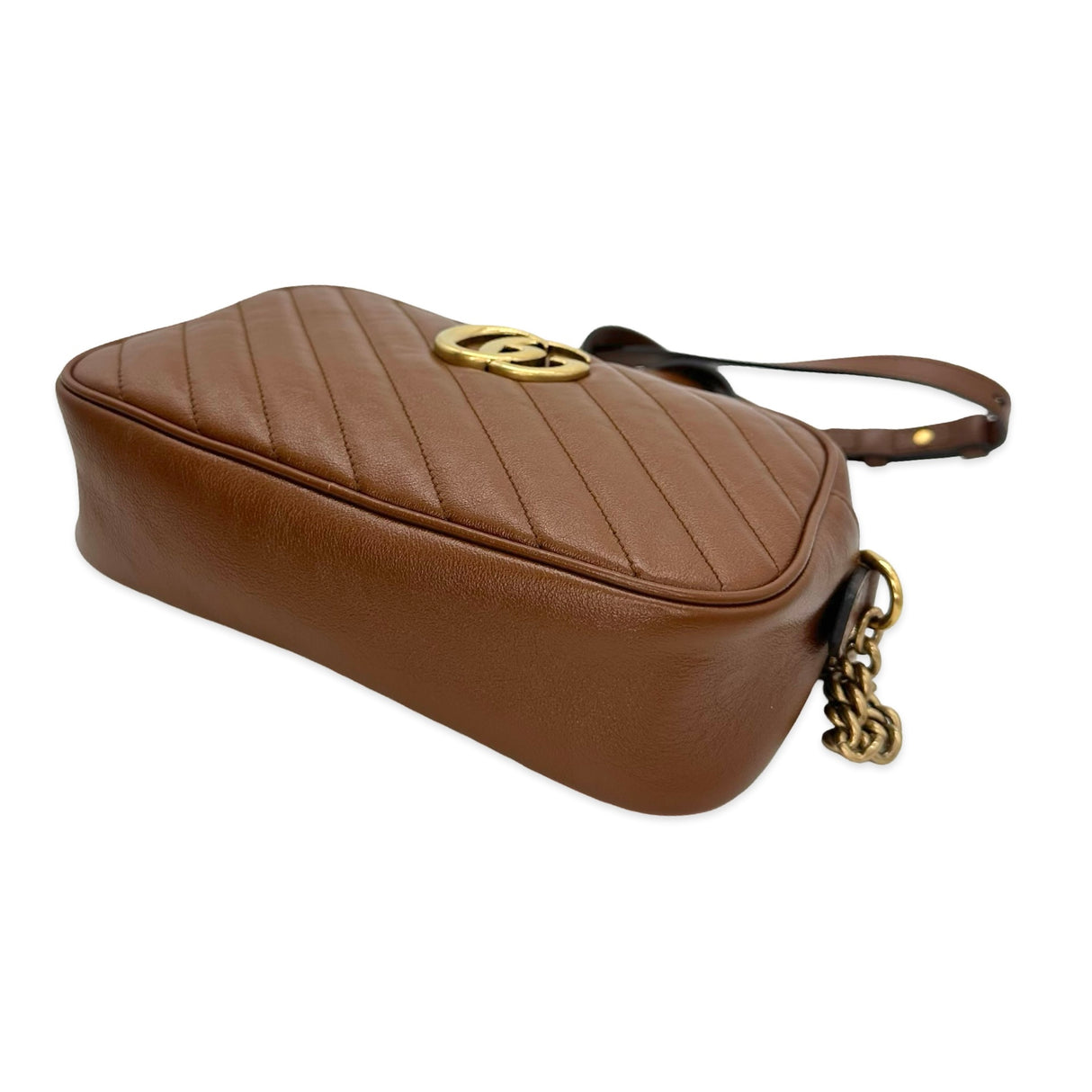 GUCCI: Diagonal Quilted Leather GG Marmont Small Camera Bag
