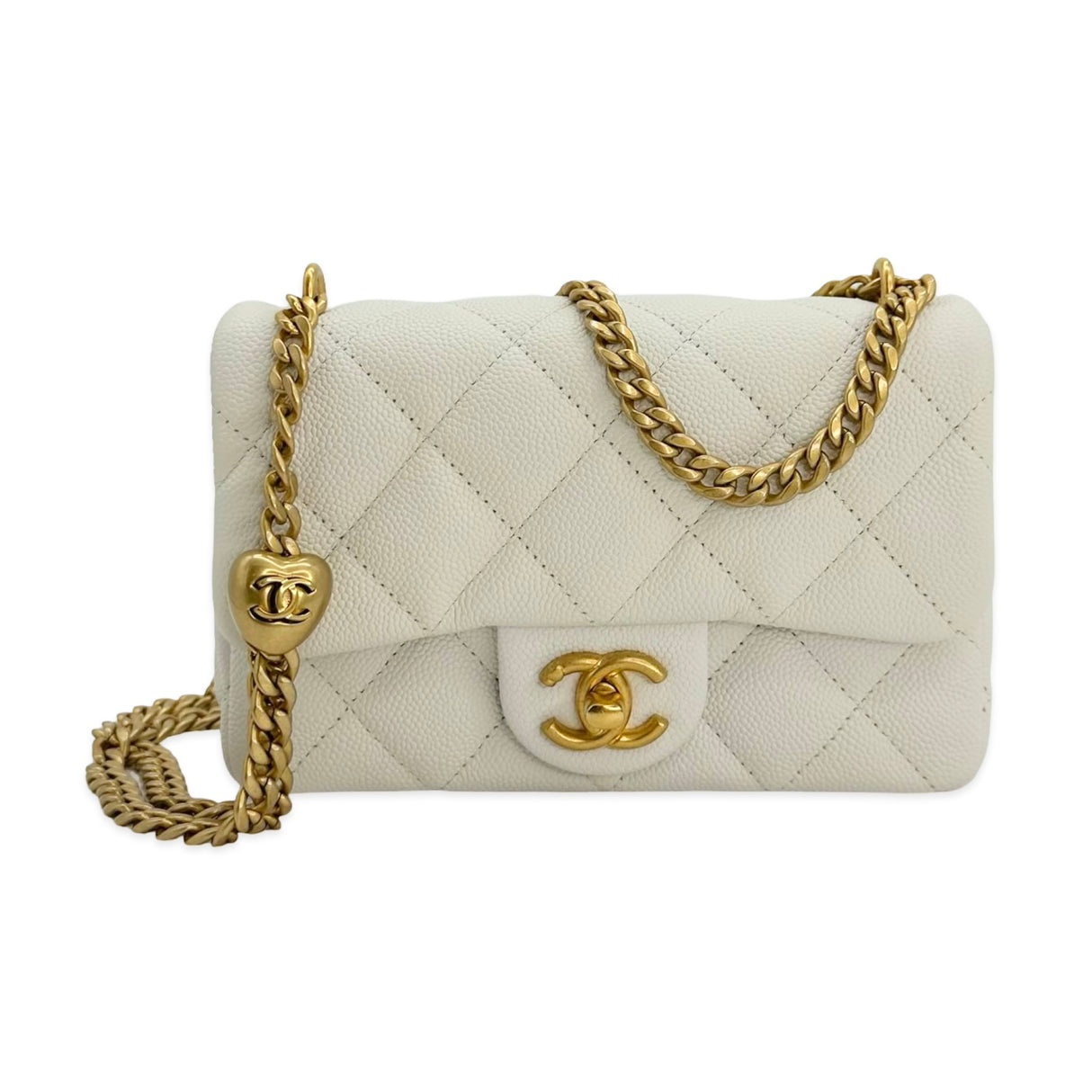 CHANEL: Quilted Caviar Sweetheart Mini Flap Bag