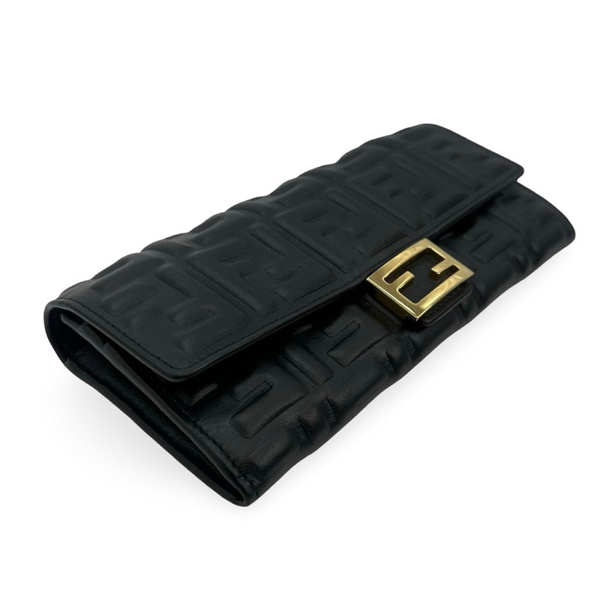 FENDI: FF Embossed Baguette Continental Wallet with Chain