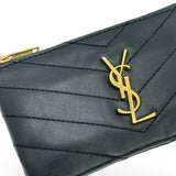 SAINT LAURENT: Quilted Leather Cassandre Zip Key Pouch