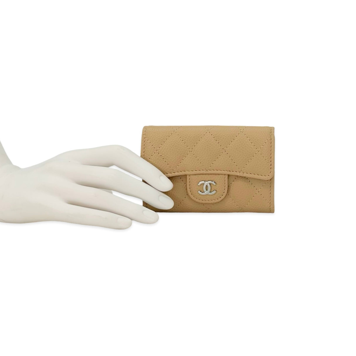 CHANEL: Quilted Caviar Classic Flap Card Holder