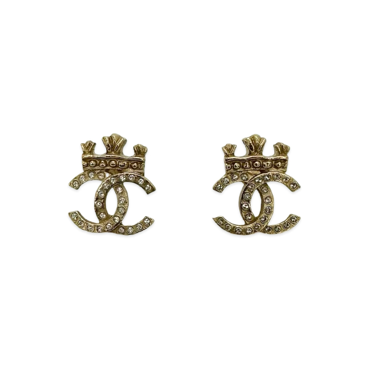 CHANEL: Crystal CC Crown Post Earrings
