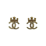 CHANEL: Crystal CC Crown Post Earrings
