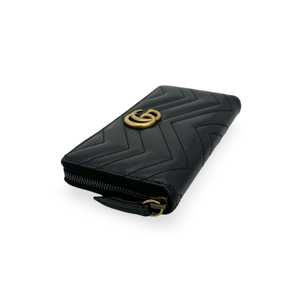 GUCCI: Quilted Leather GG Marmont Zip Around Wallet