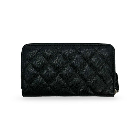 CHANEL: Quilted Caviar Medium Zip Around Wallet