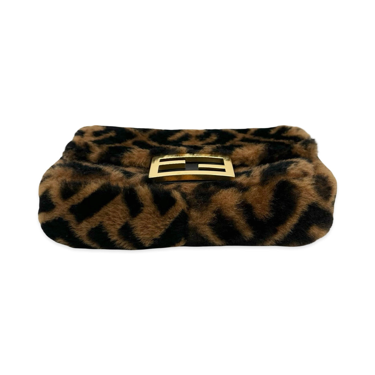 FENDI: FF Zucca Shearling Mini Baguette
