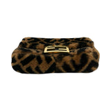 FENDI: FF Zucca Shearling Mini Baguette