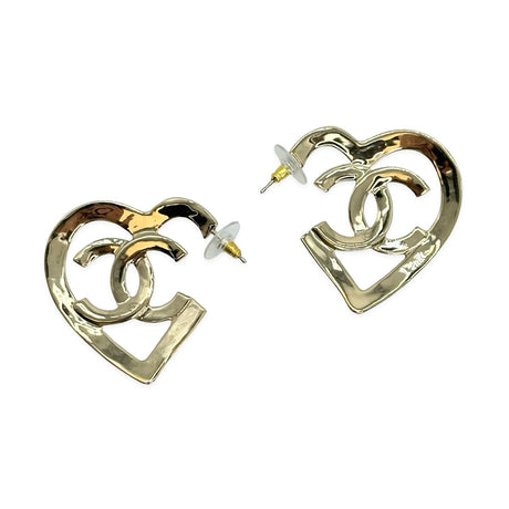 CHANEL: CC Heart Hoop Earrings