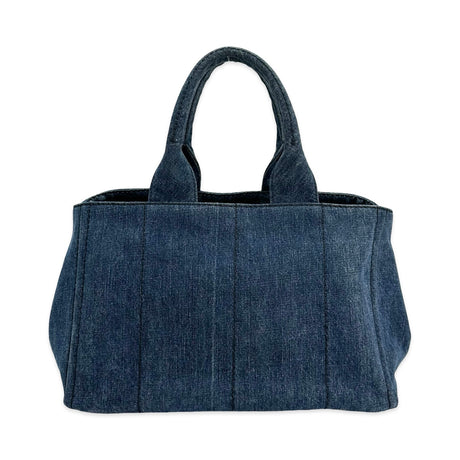 PRADA: Denim Large Canapa Tote