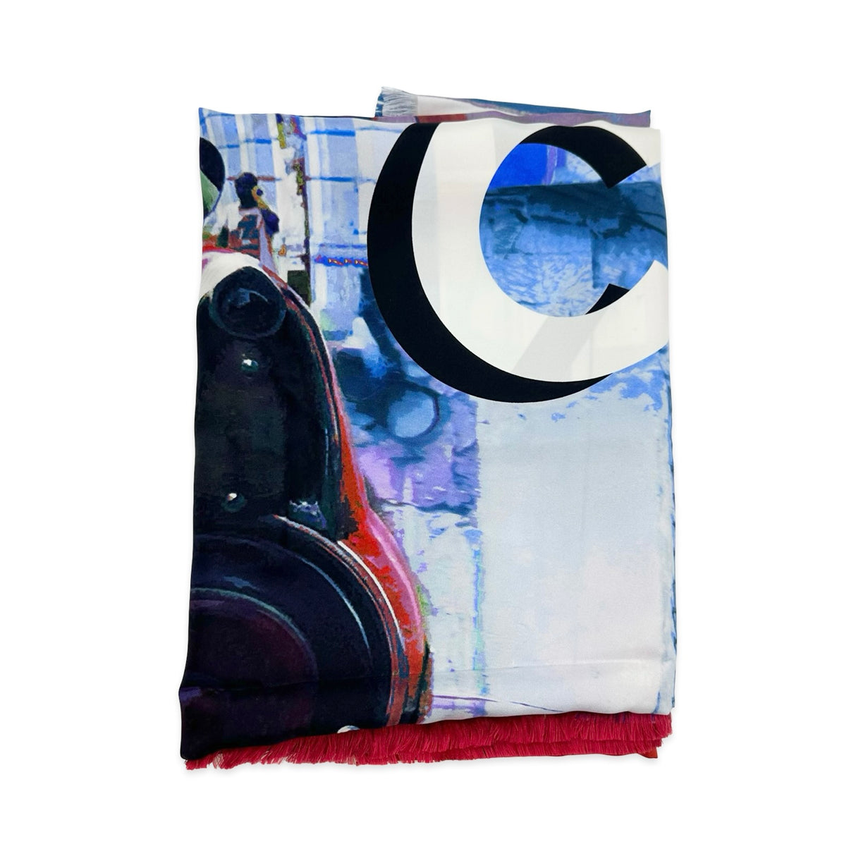 CHANEL: Silk Twill Paris-Cuba Cruise Large Scarf Shawl