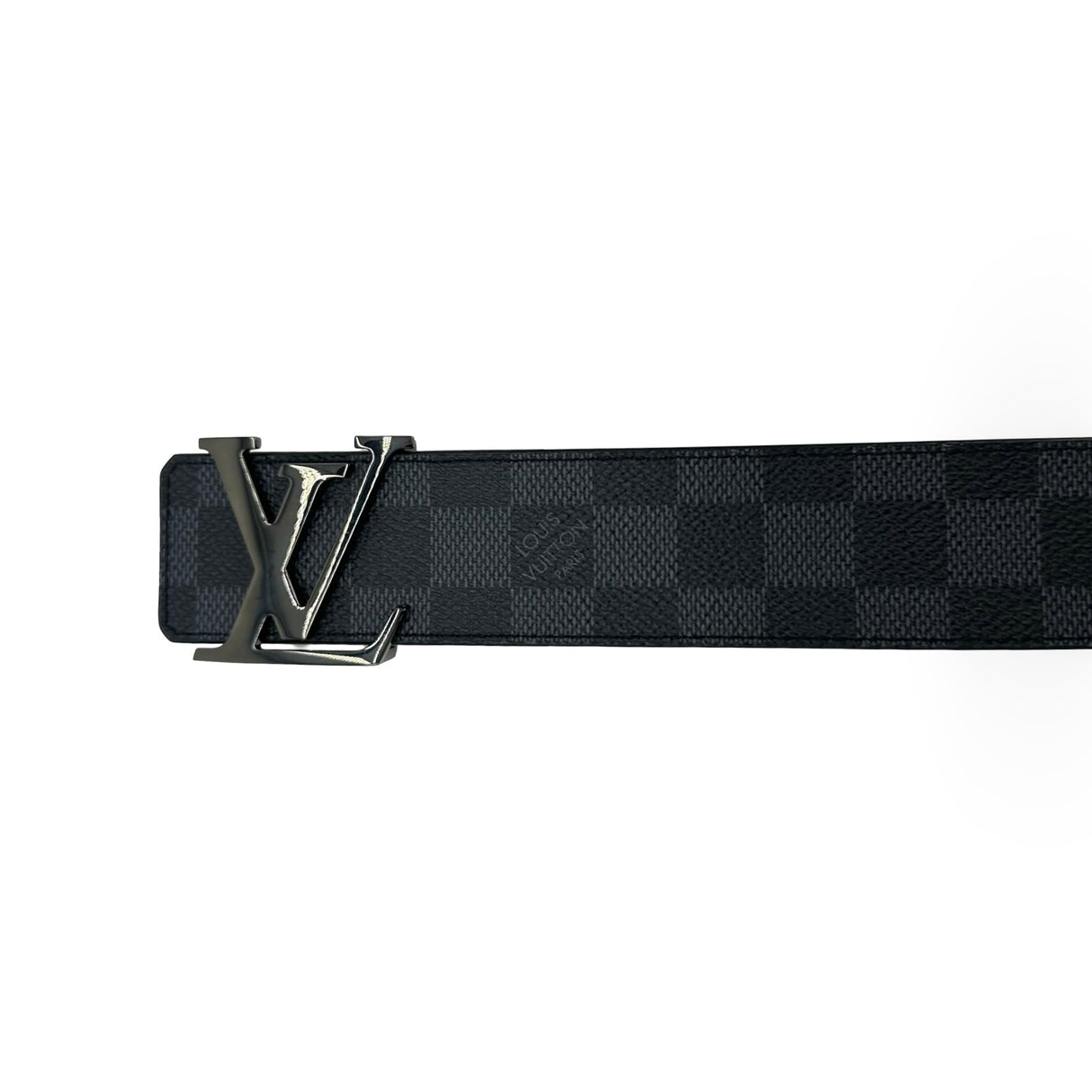 LOUIS VUITTON: Damier Graphite Initiales Reversible Belt