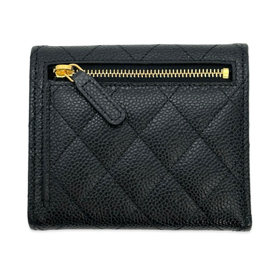 Quilted Caviar Classic Flap Wallet