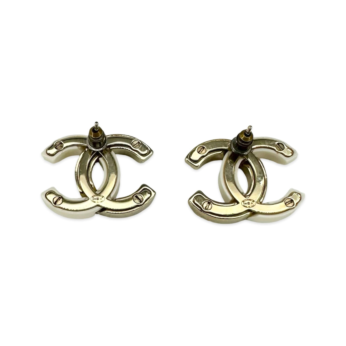 CHANEL: CC Crystal Enamel Post Earrings