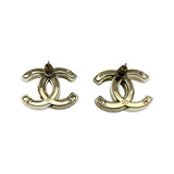 CHANEL: CC Crystal Enamel Post Earrings