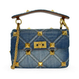 VALENTINO: Denim Large Roman Stud Bag