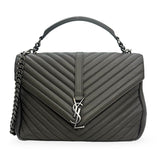 SAINT LAURENT: Quilted Leather Large College Chain Bag