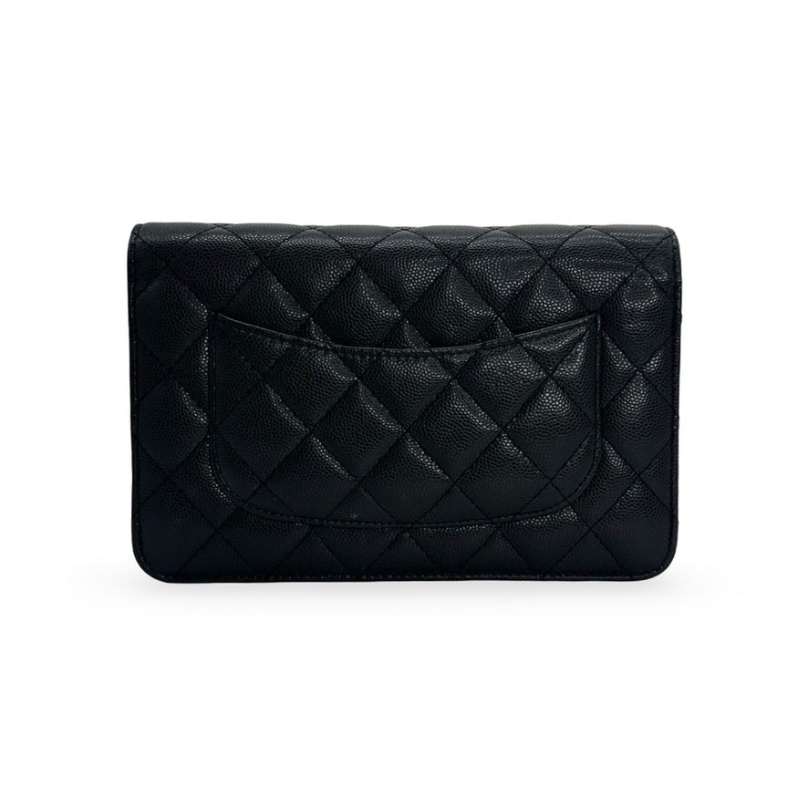 CHANEL: Quilted Caviar French New Wave Wallet on a Chain