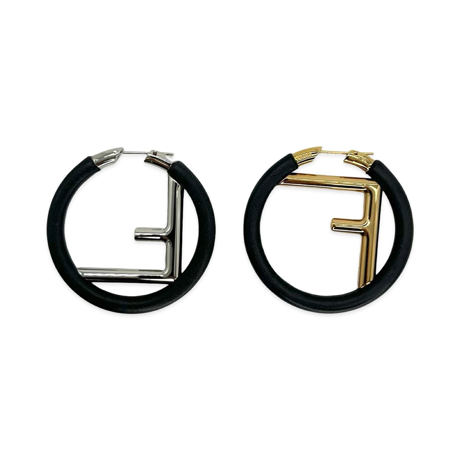 Leather Hoop FF Earrings