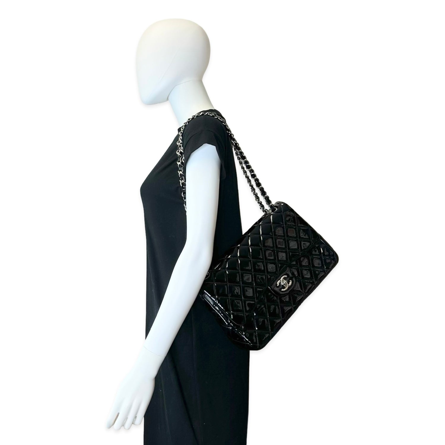 Chanel Quilted Patent Leather Jumbo Classic Double Flap