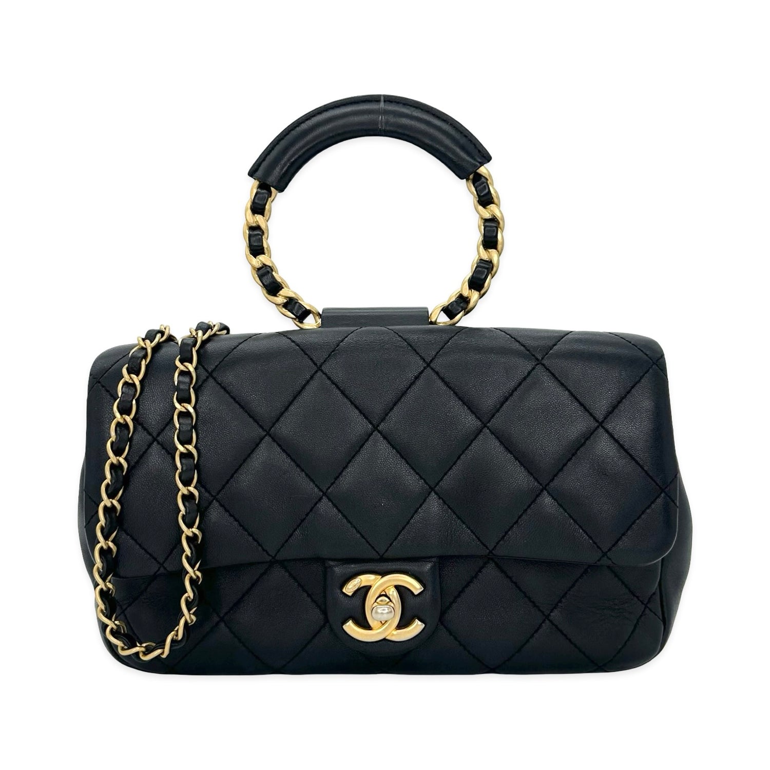 Quilted Lambskin Circle Top Handle