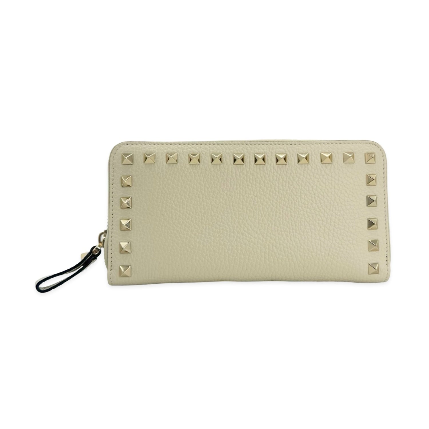 Grainy Leather Rockstud Long Zip Wallet