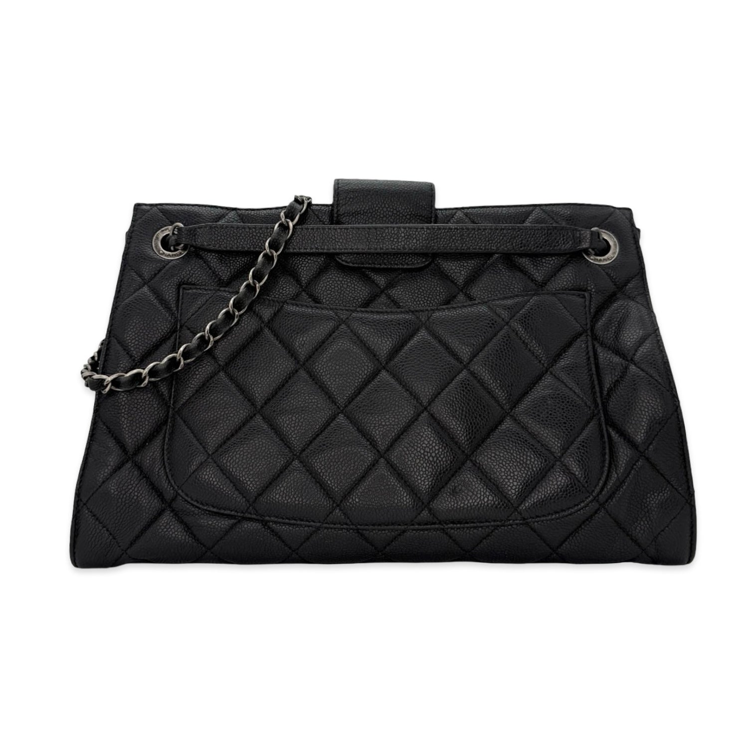 Caviar CC Lock Accordion Tote Gunmetal