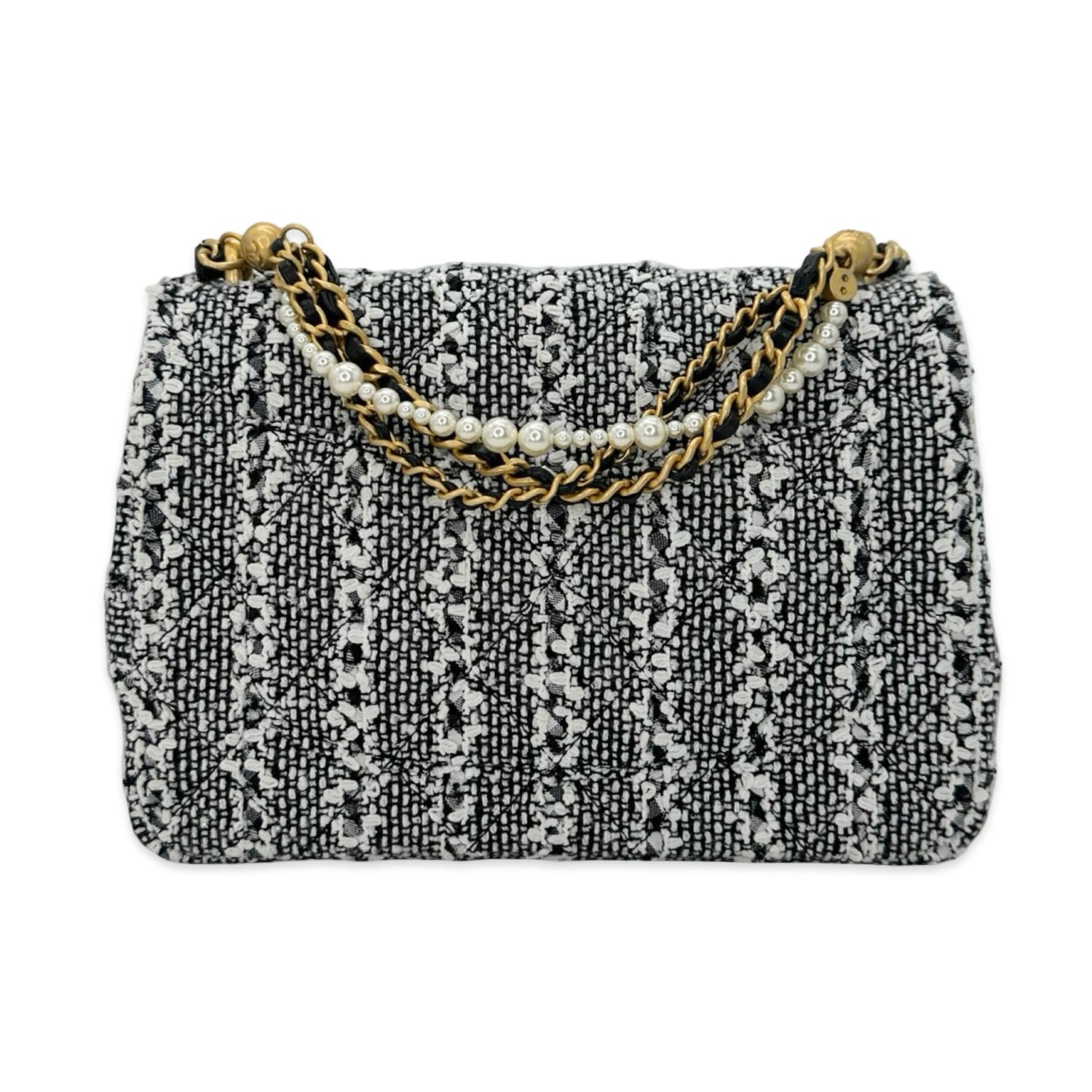 Tweed Pearl Twist Mini Square Flap Bag