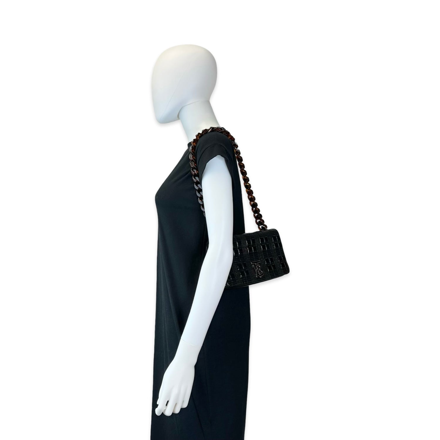 Burberry Quilted Patent Leather Flap Chain Bag