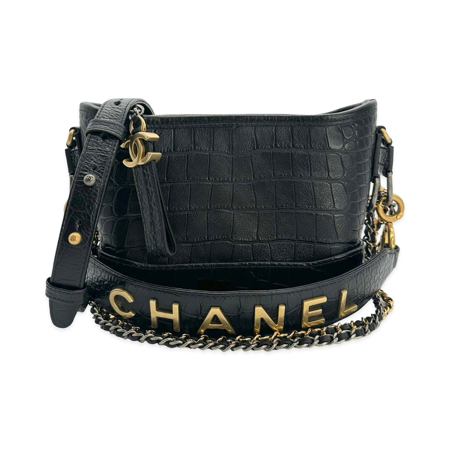 Croc Embossed Calfskin Gabrielle Top Handle