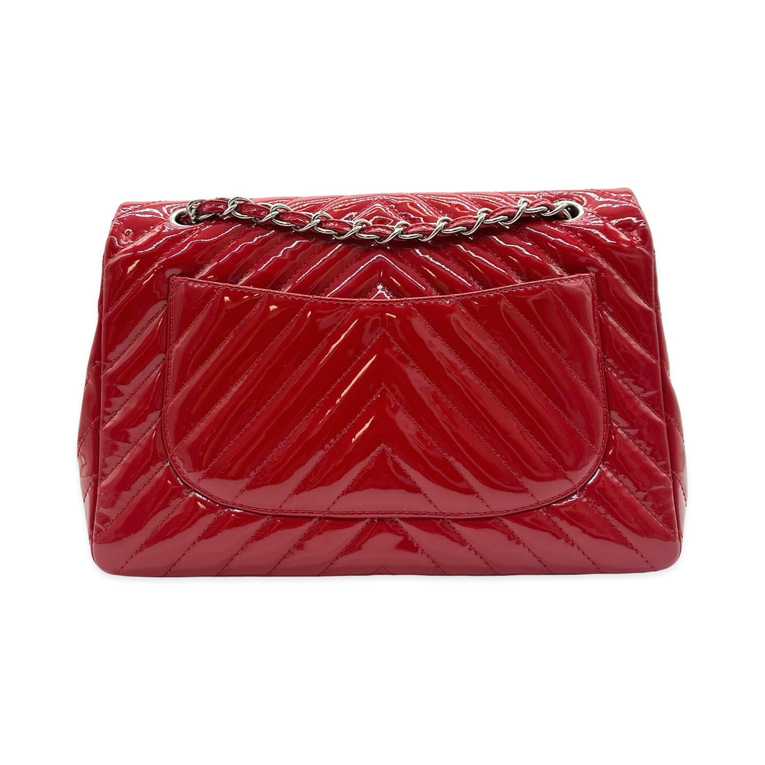 Chevron Quilted Patent Large Single Flap