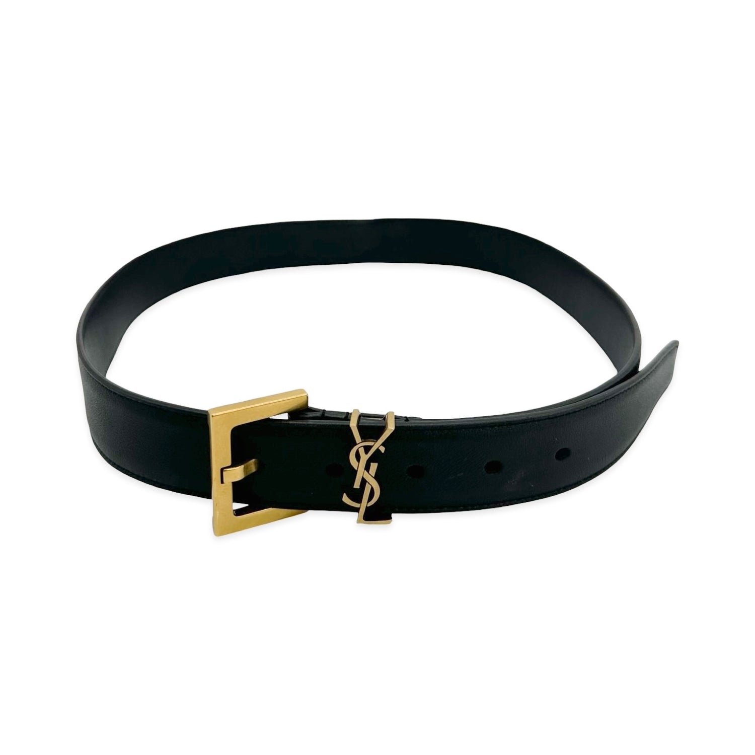 Saint Laurent Leather Cassandre Belt