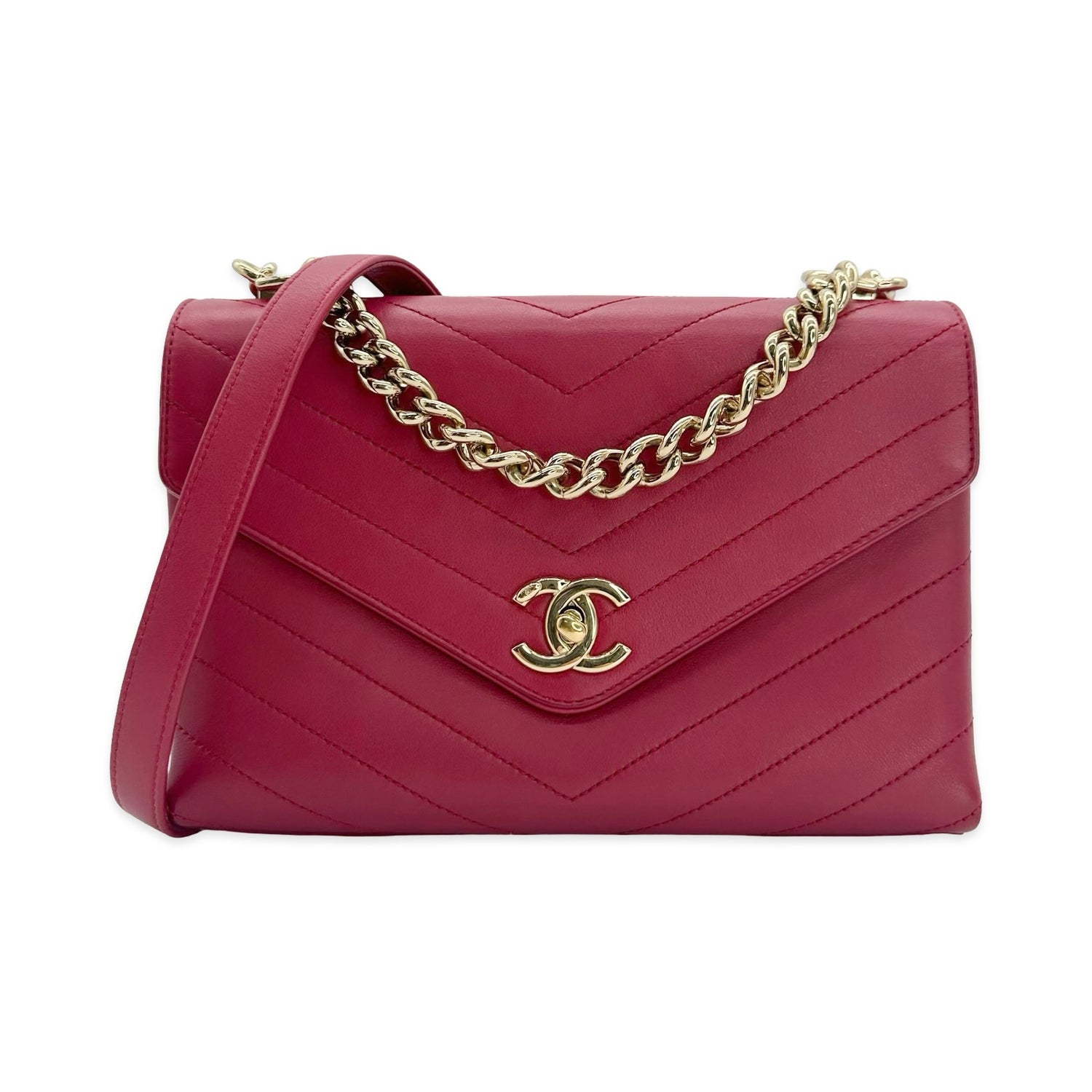 Chevron Quilted Lambskin Flap Messenger