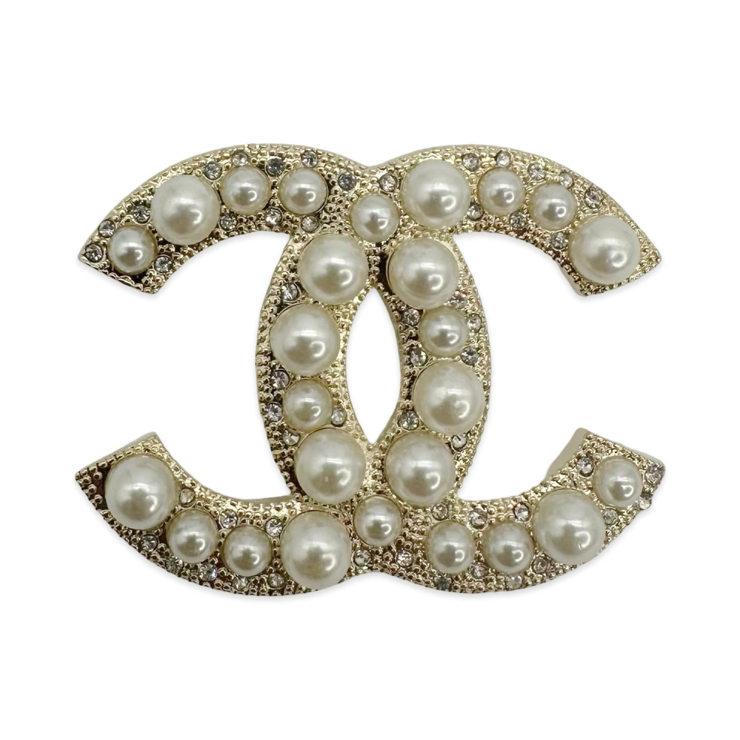 Chanel CC Crystal Pearl Brooch