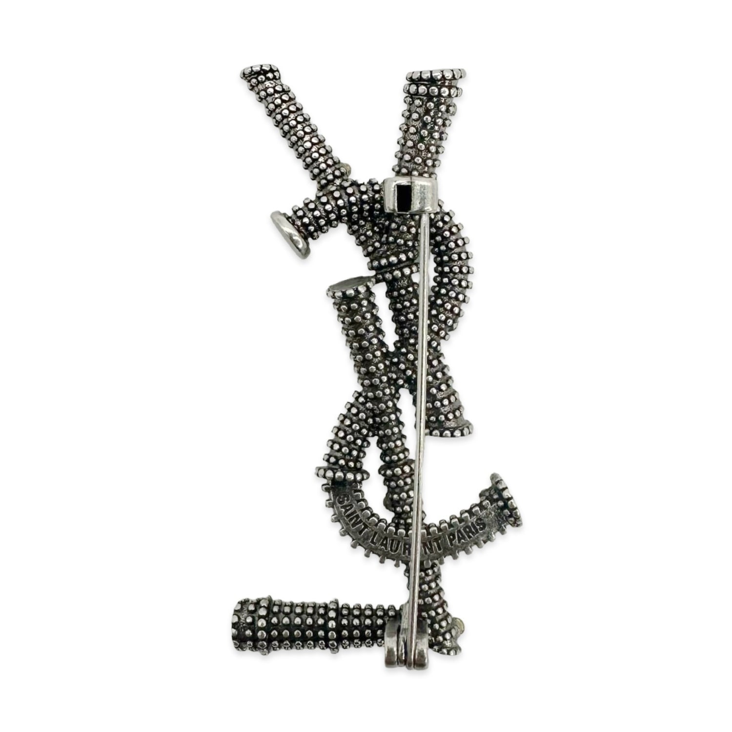 Saint Laurent Crystal Logo Brooch