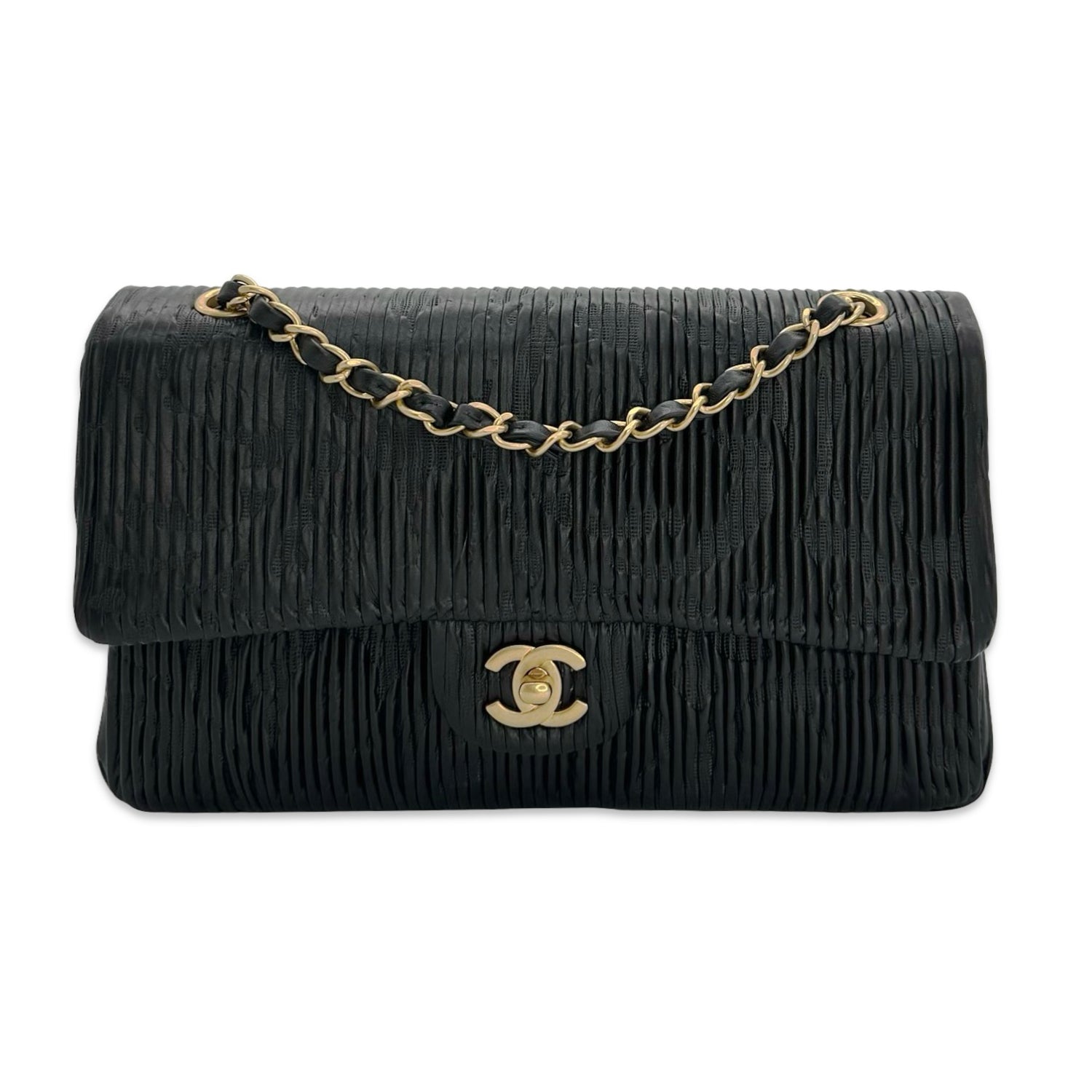Coco Pleats Embossed Medium Classic Double Flap