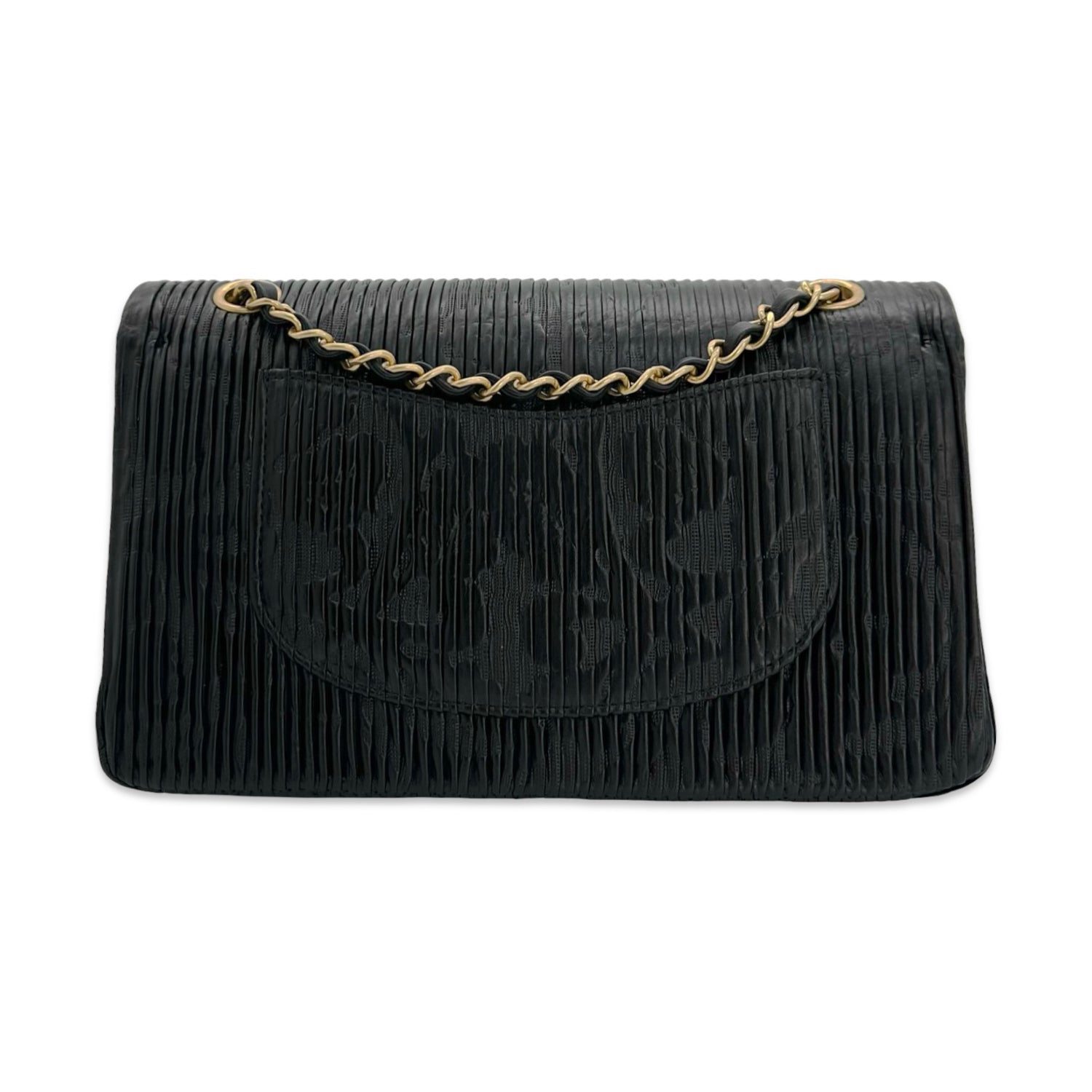 Coco Pleats Embossed Medium Classic Double Flap