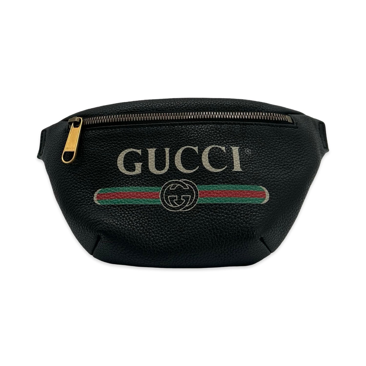 Grained Leather Logo Web Belt Bag