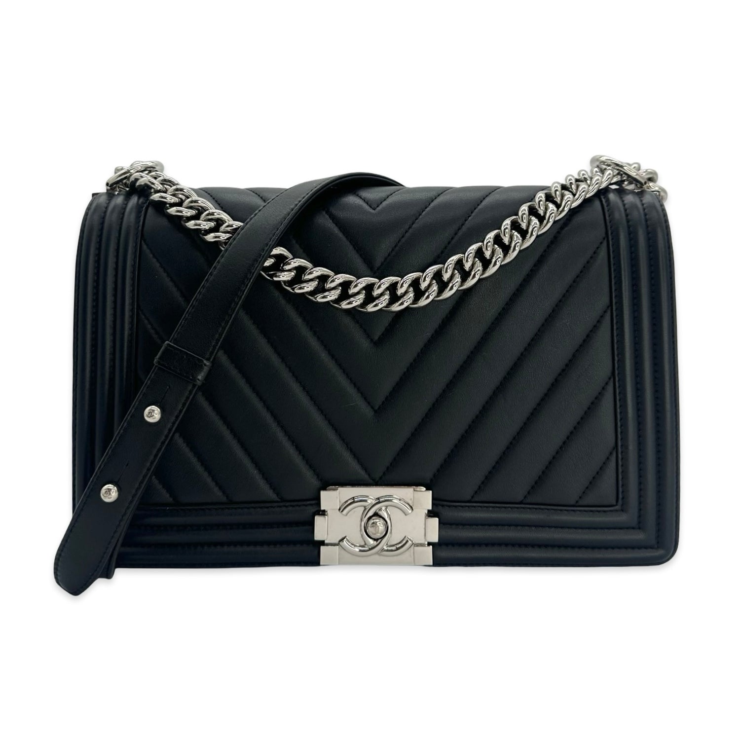 Chanel Quilted Chevron Lambskin New Medium Boy Bag