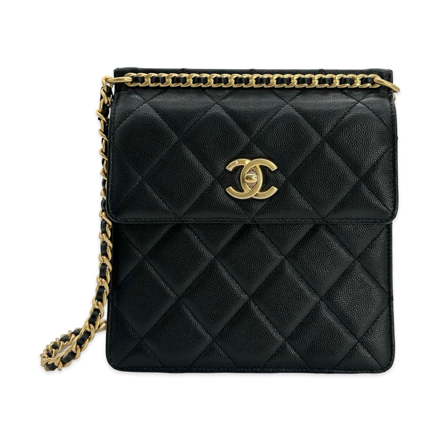 Quilted Caviar Rectangular Flap Bag