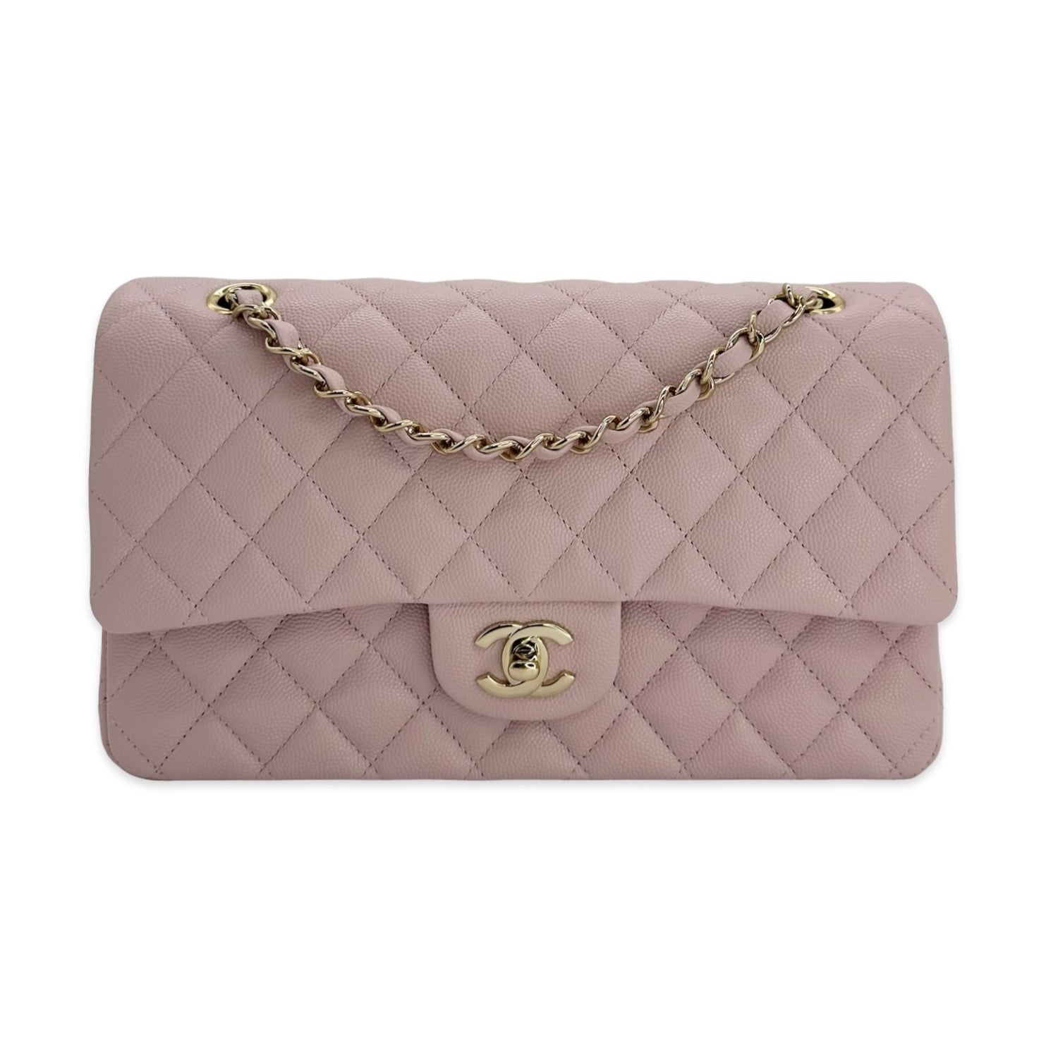 Quilted Caviar Medium Double Flap