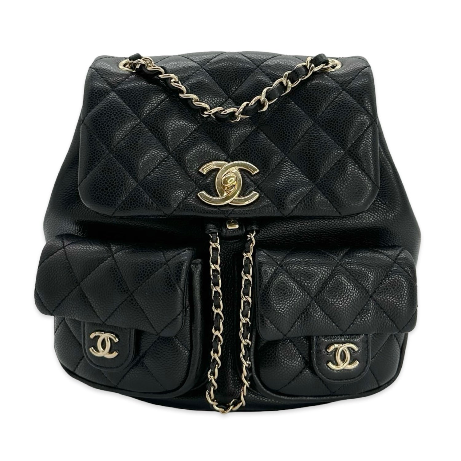 Quilted Caviar Small Double Pocket Duma Backpack