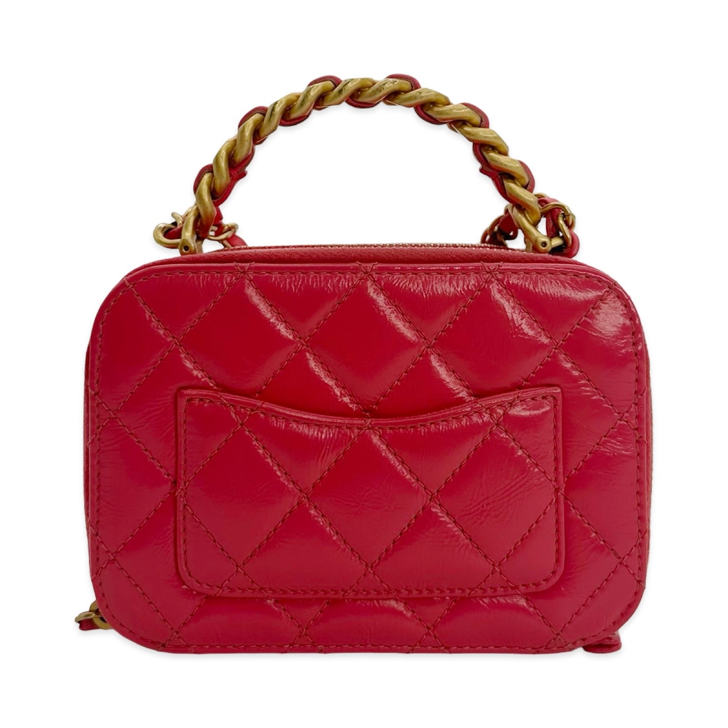 Aged Calfskin Mini Chain Top Handle Vanity